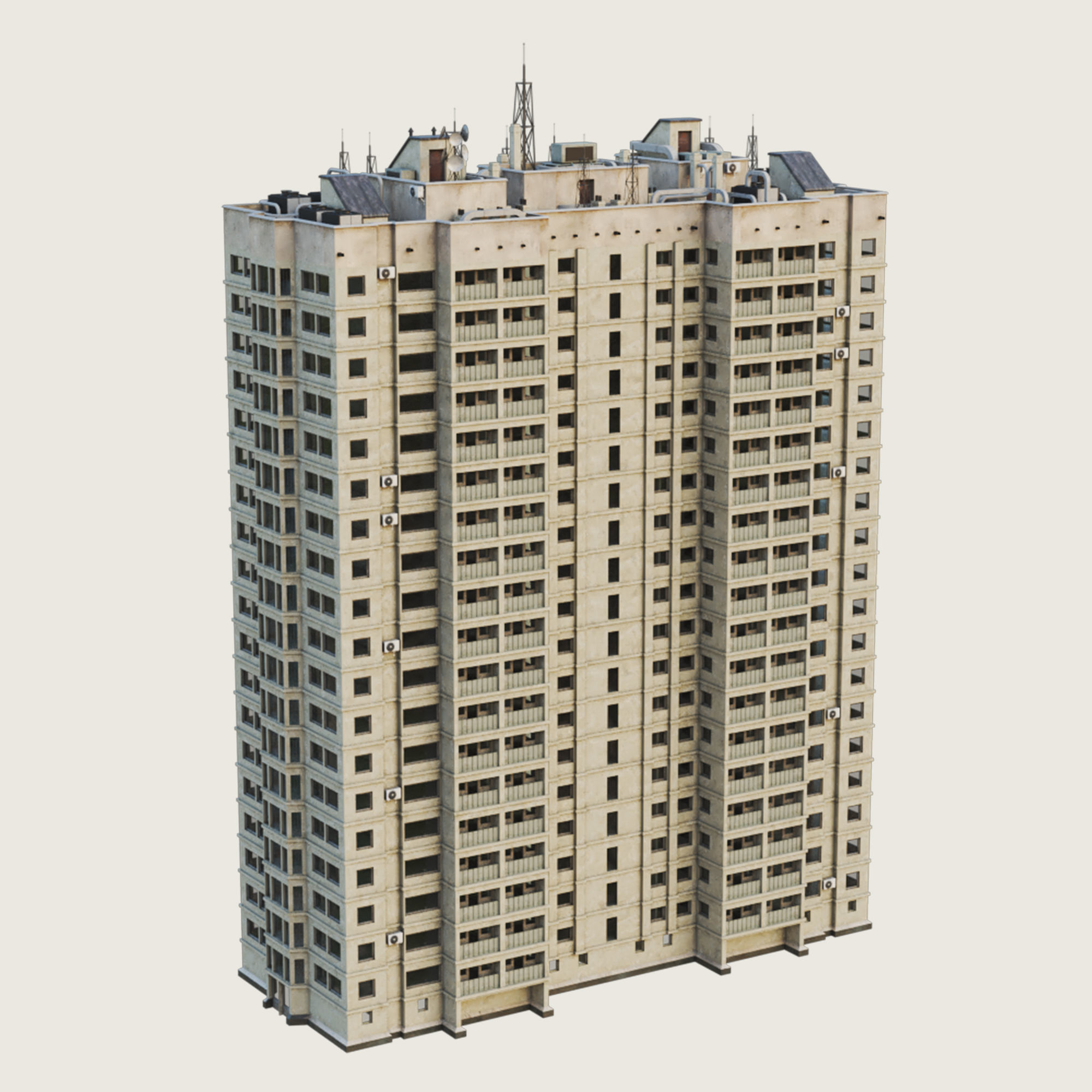 Building Skyscraper City Town Downtown Office Space Work Street Low-poly 3D model_5