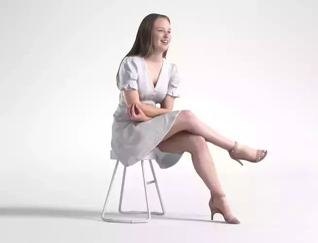 Woman Summer Sitting Restaurant Low poly Zoe 1609 3D model