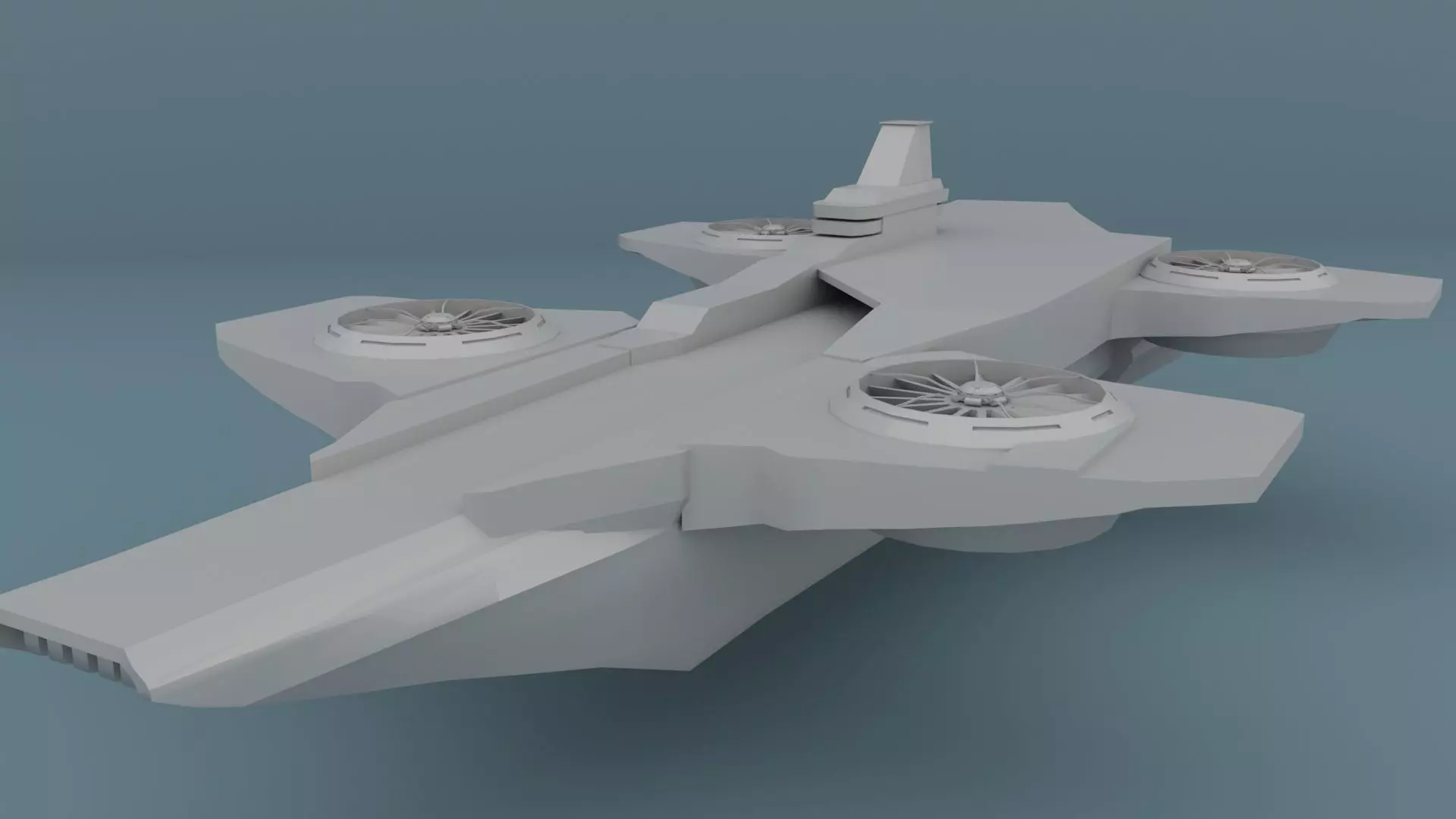 Helicarrier spaceship with two propellers 3D model