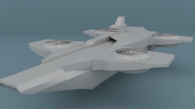 Helicarrier spaceship with two propellers 3D model