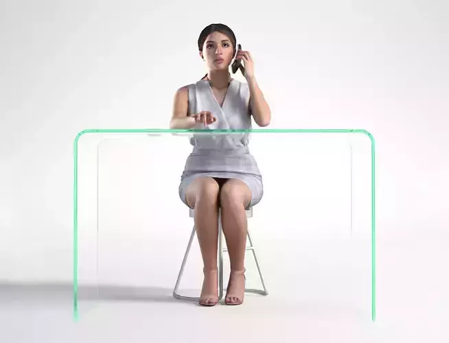 Woman Business Office Sitting with Phone Low poly Manuela 1656