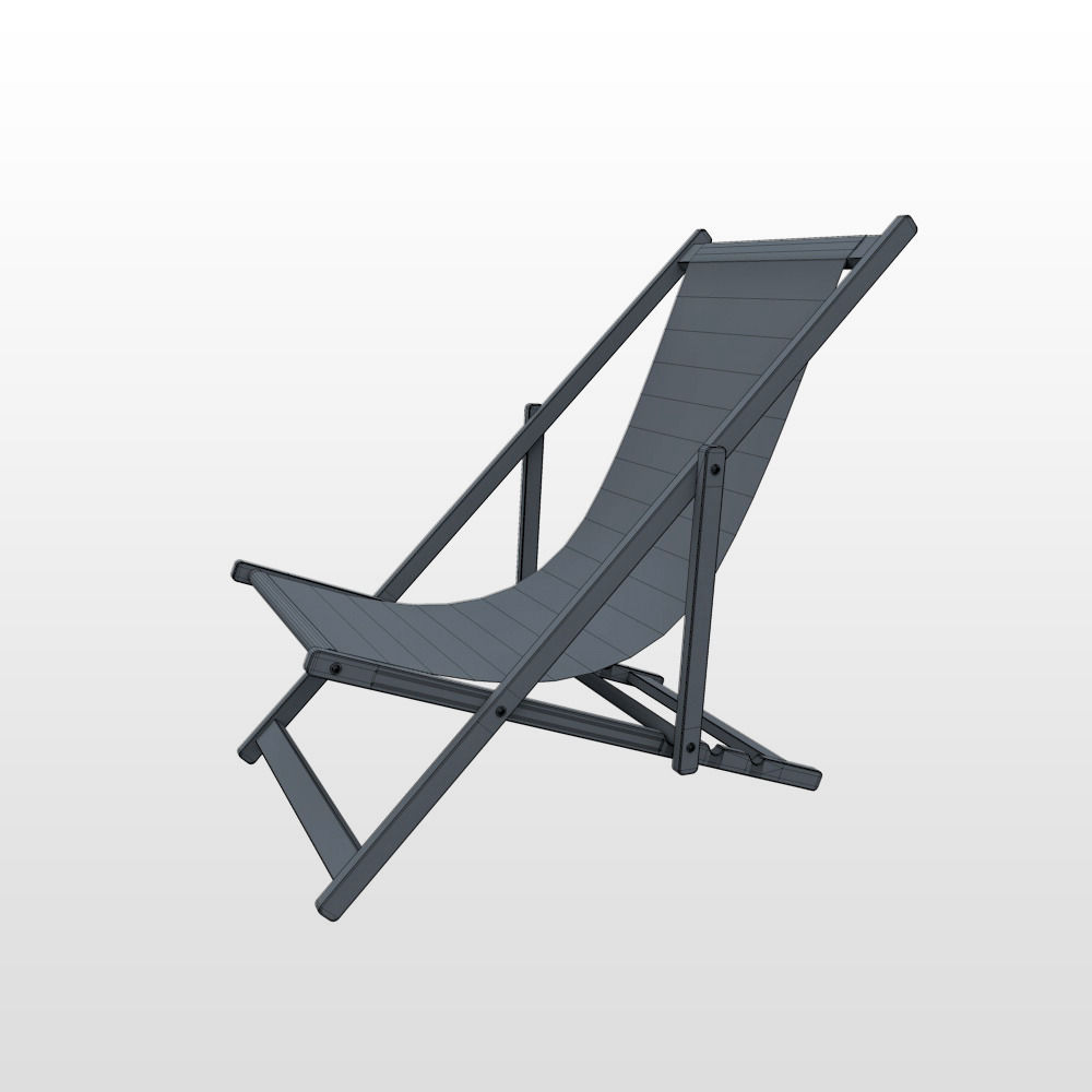 Deck Chair - Red - Weathered 3D model_5