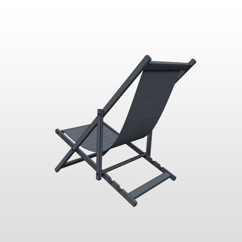 Deck Chair - Red - Weathered 3D model_6