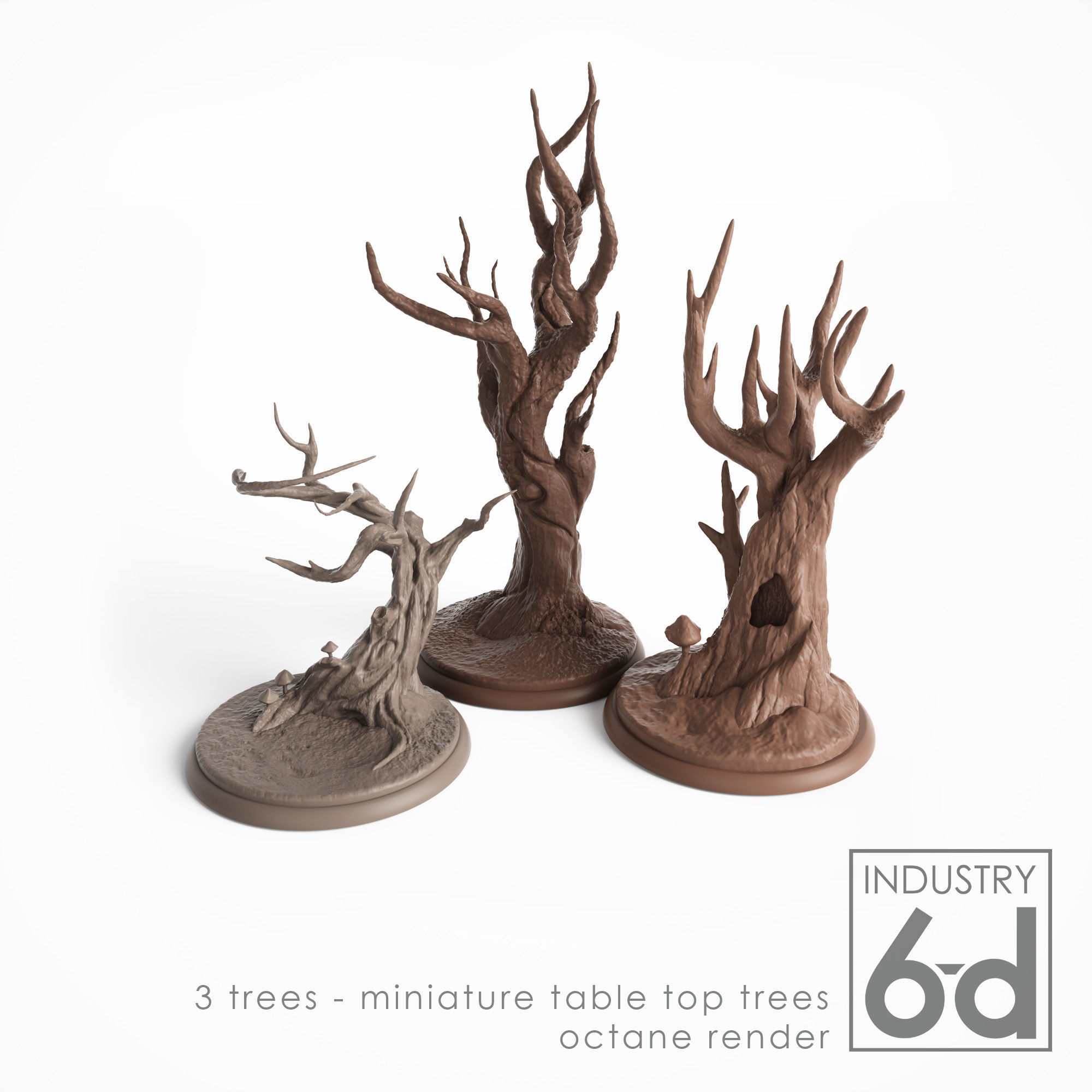 3 Trees - Miniature Tabletop Trees 3D print model_1