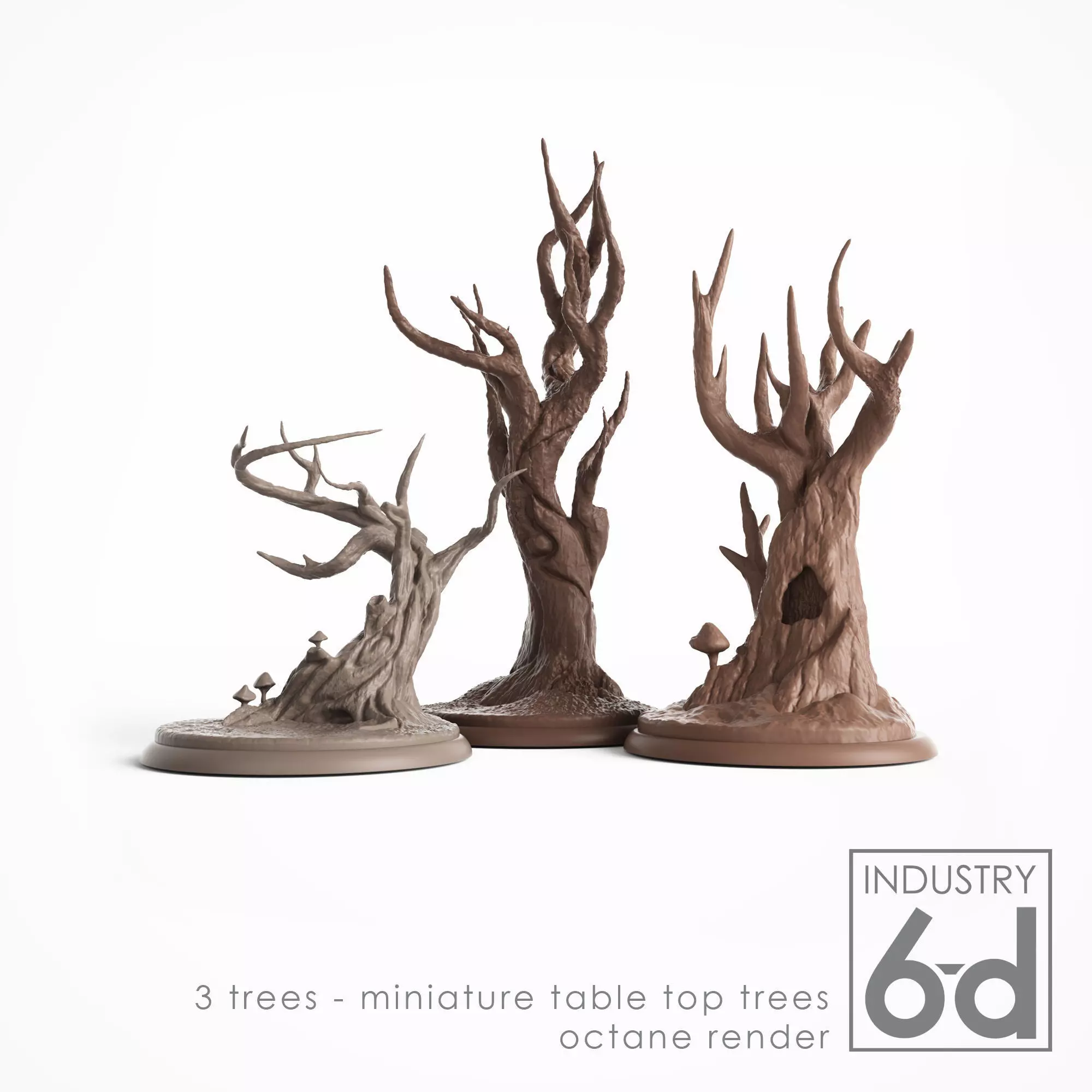 3 Trees - Miniature Tabletop Trees 3D print model_0