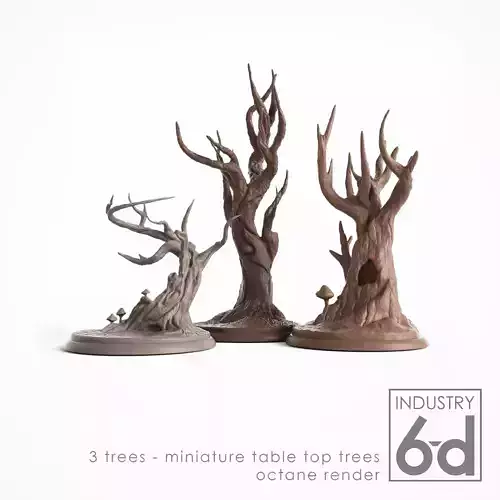 3 Trees - Miniature Tabletop Trees 3D print model