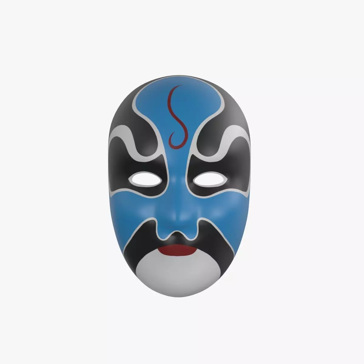 Chinese style full face mask -blue 3D model