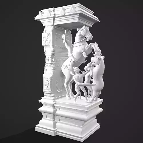 Traditional Scene Decorative Pillar High Poly Model