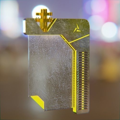 Data chip Cyberpunk style Low-poly 3D model