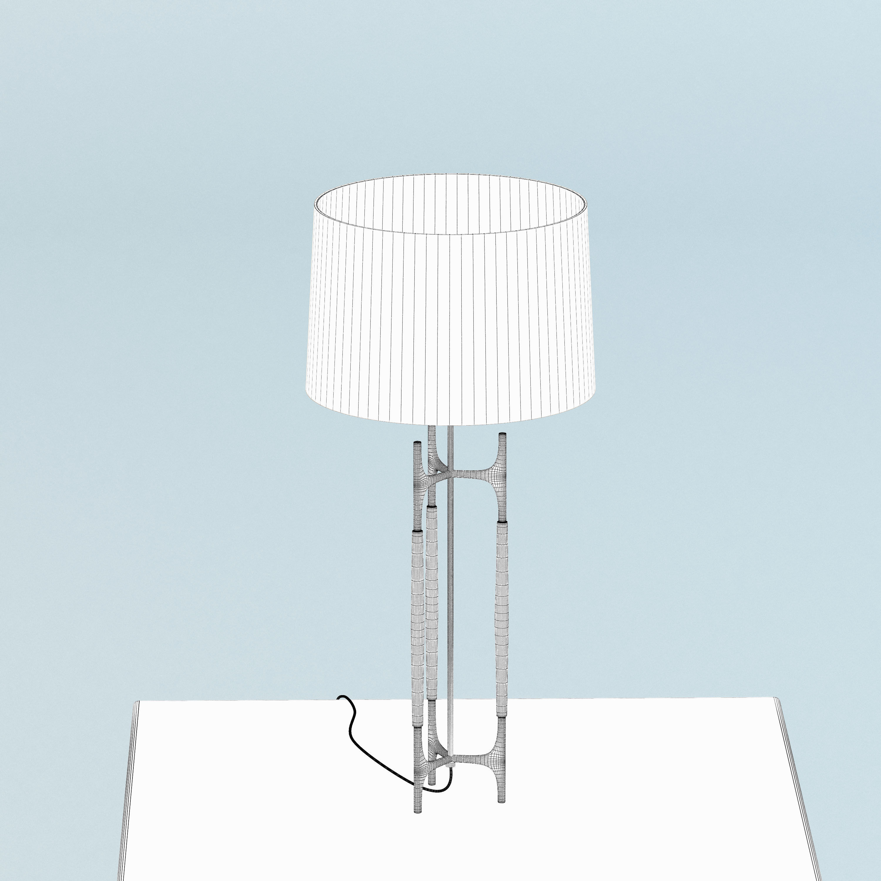 Classic Brass and Leather Table Lamp 3D model_3