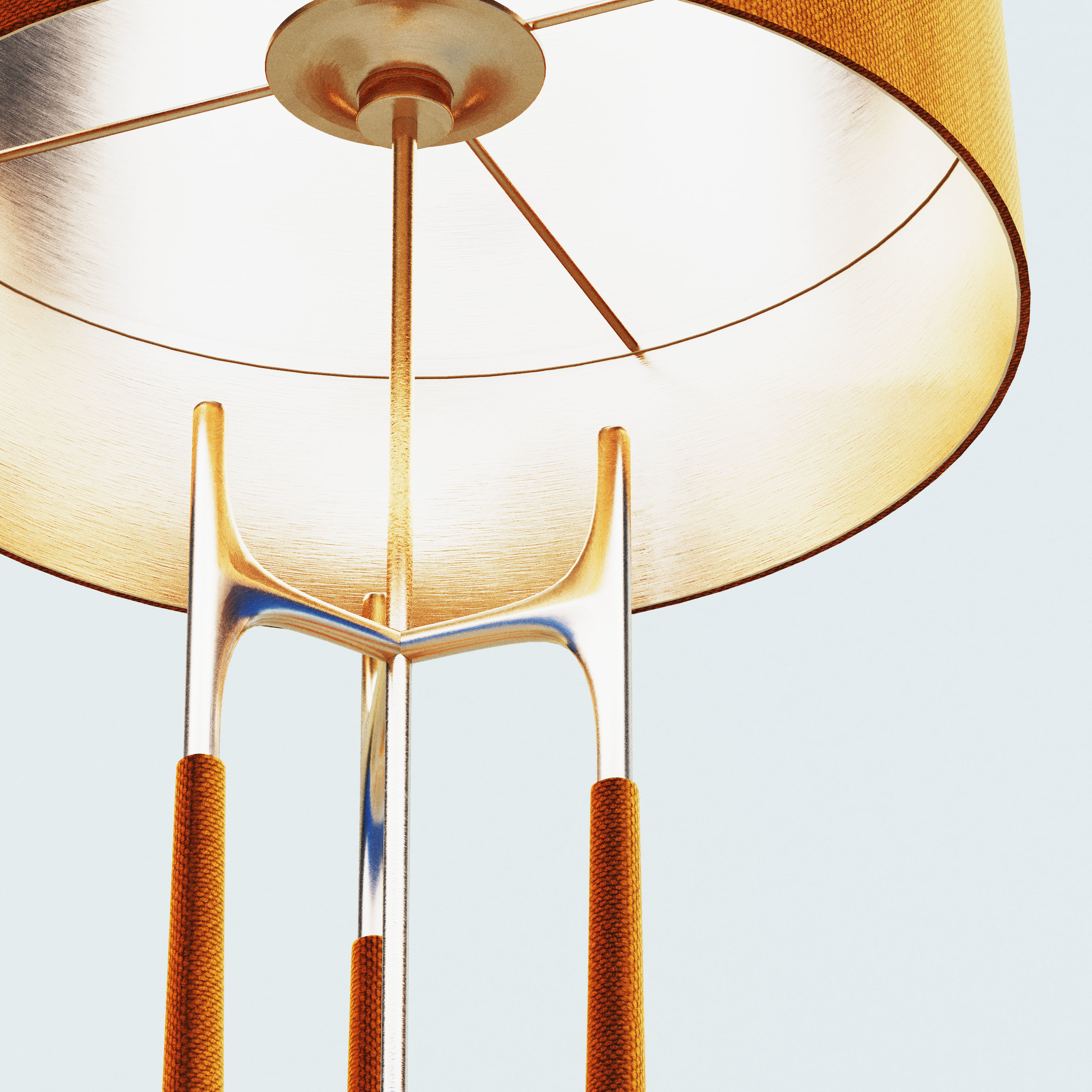 Classic Brass and Leather Table Lamp 3D model_1
