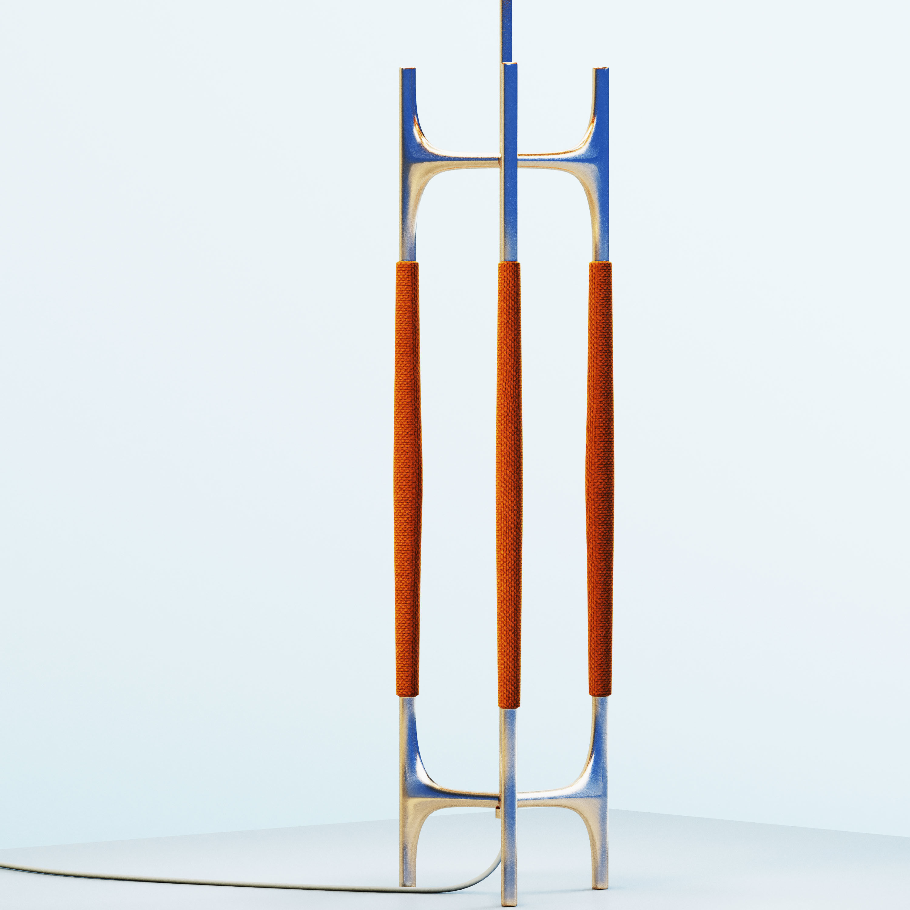 Classic Brass and Leather Table Lamp 3D model_2