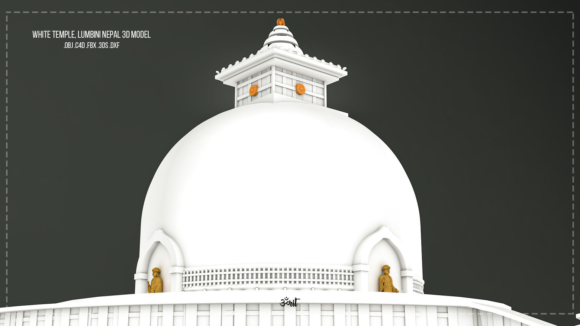 White Temple 3D Model - Lumbini Nepal 3D model_4