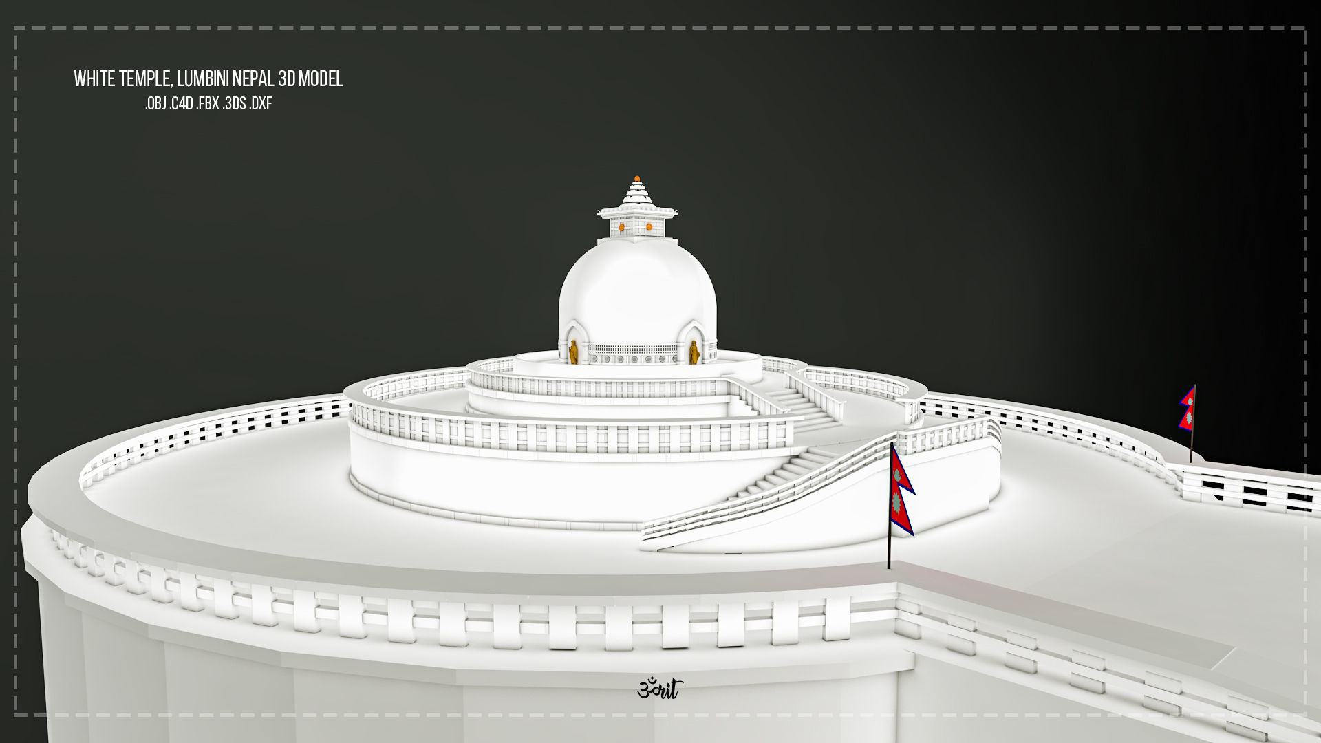 White Temple 3D Model - Lumbini Nepal 3D model_5