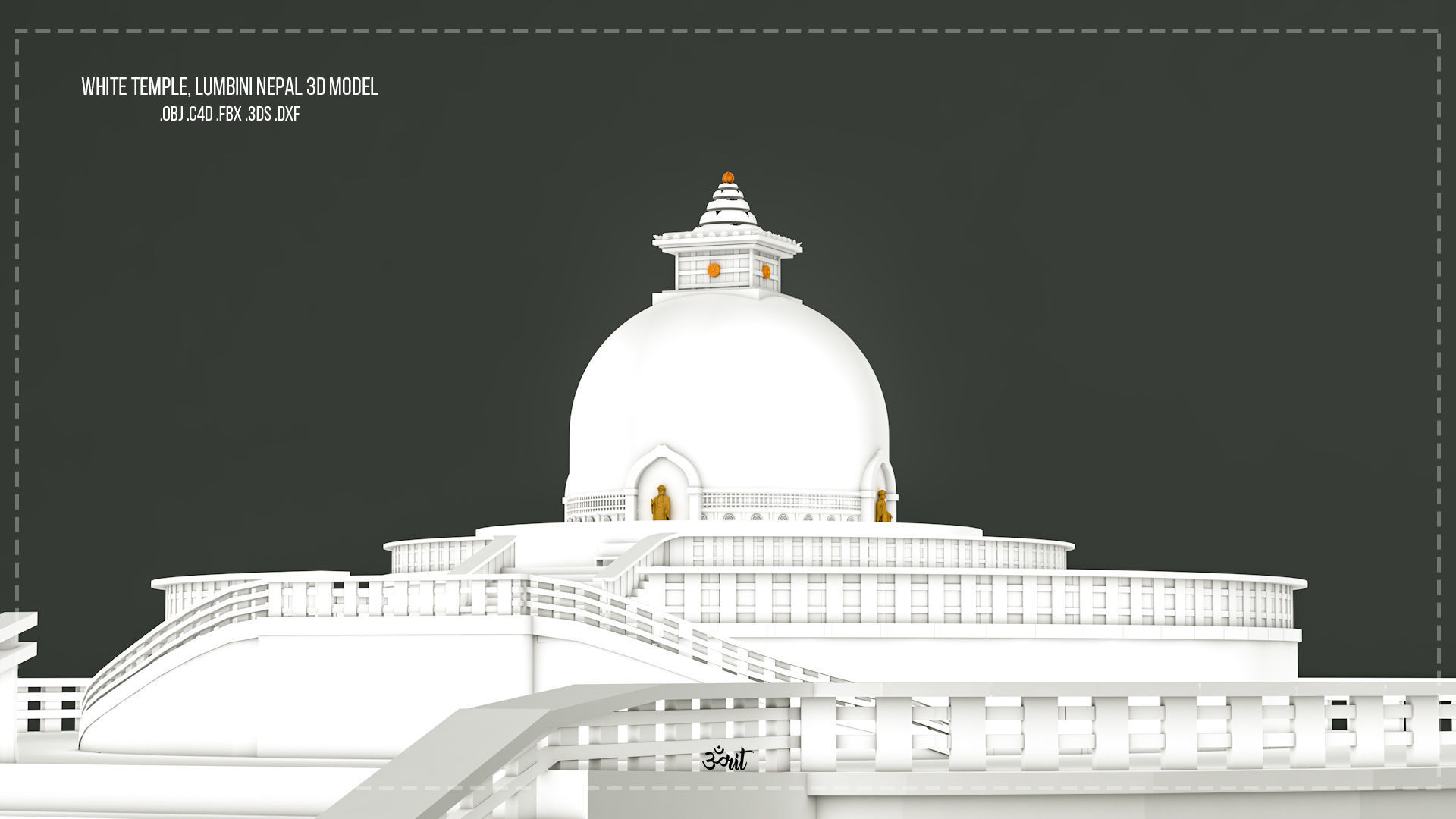 White Temple 3D Model - Lumbini Nepal 3D model_1