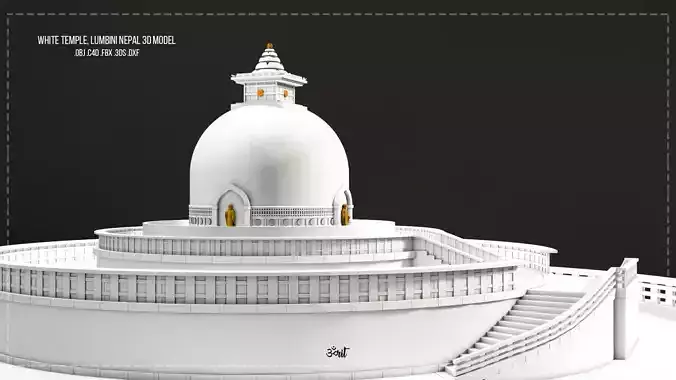 White Temple 3D Model - Lumbini Nepal