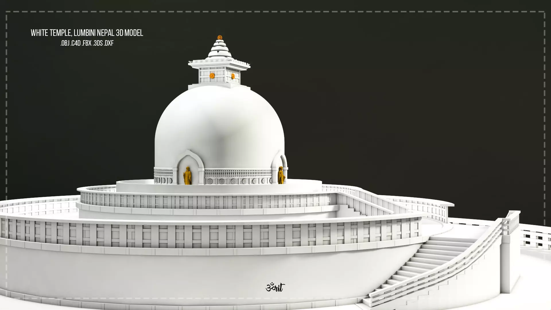 White Temple 3D Model - Lumbini Nepal 3D model_0