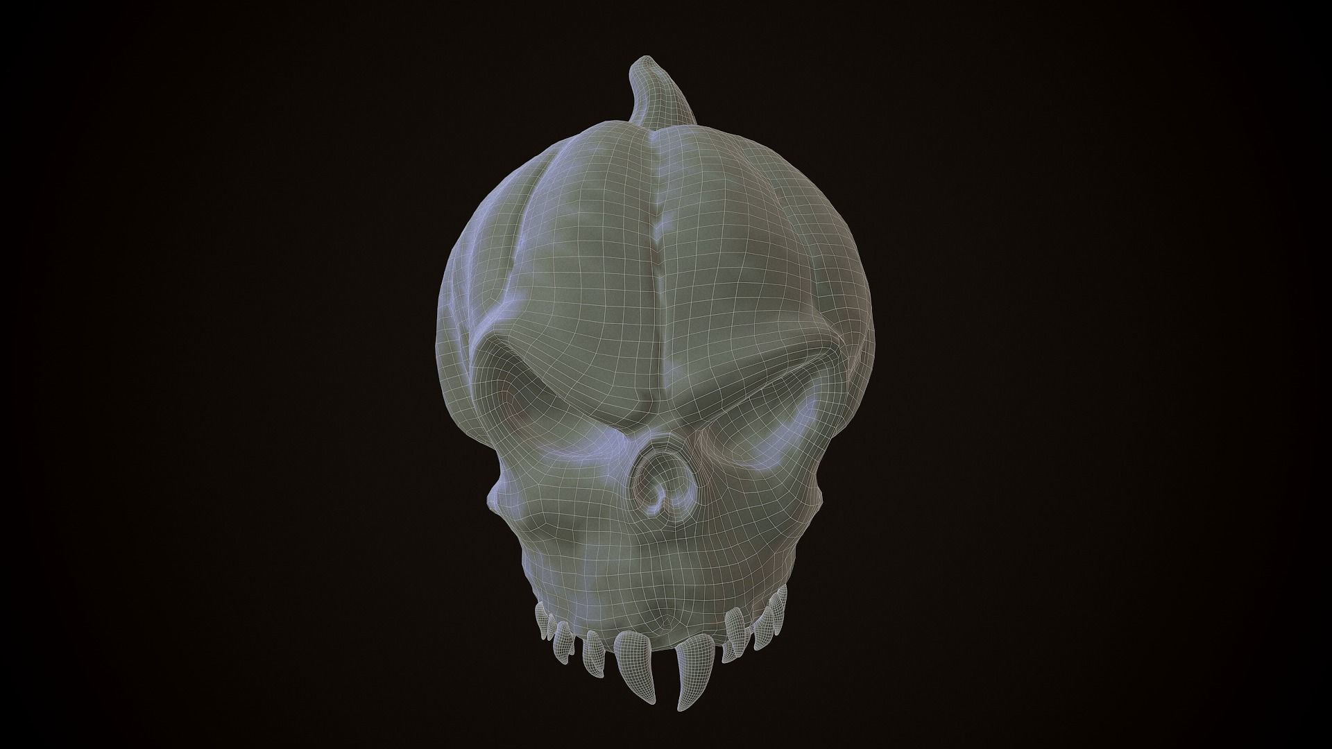 Pumpkin Skull Low-poly 3D model_4
