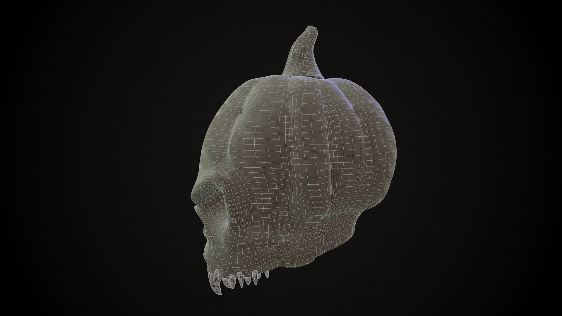 Pumpkin Skull Low-poly 3D model_5