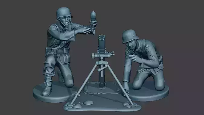 German soldiers ww2 Granatwerfer G5 3D print model