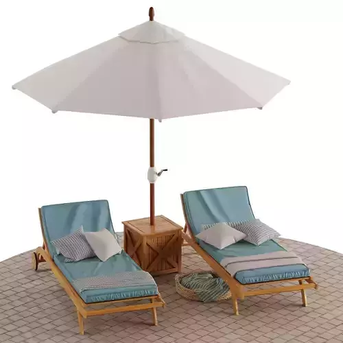 Beach lounge outdoor set 5 3D model
