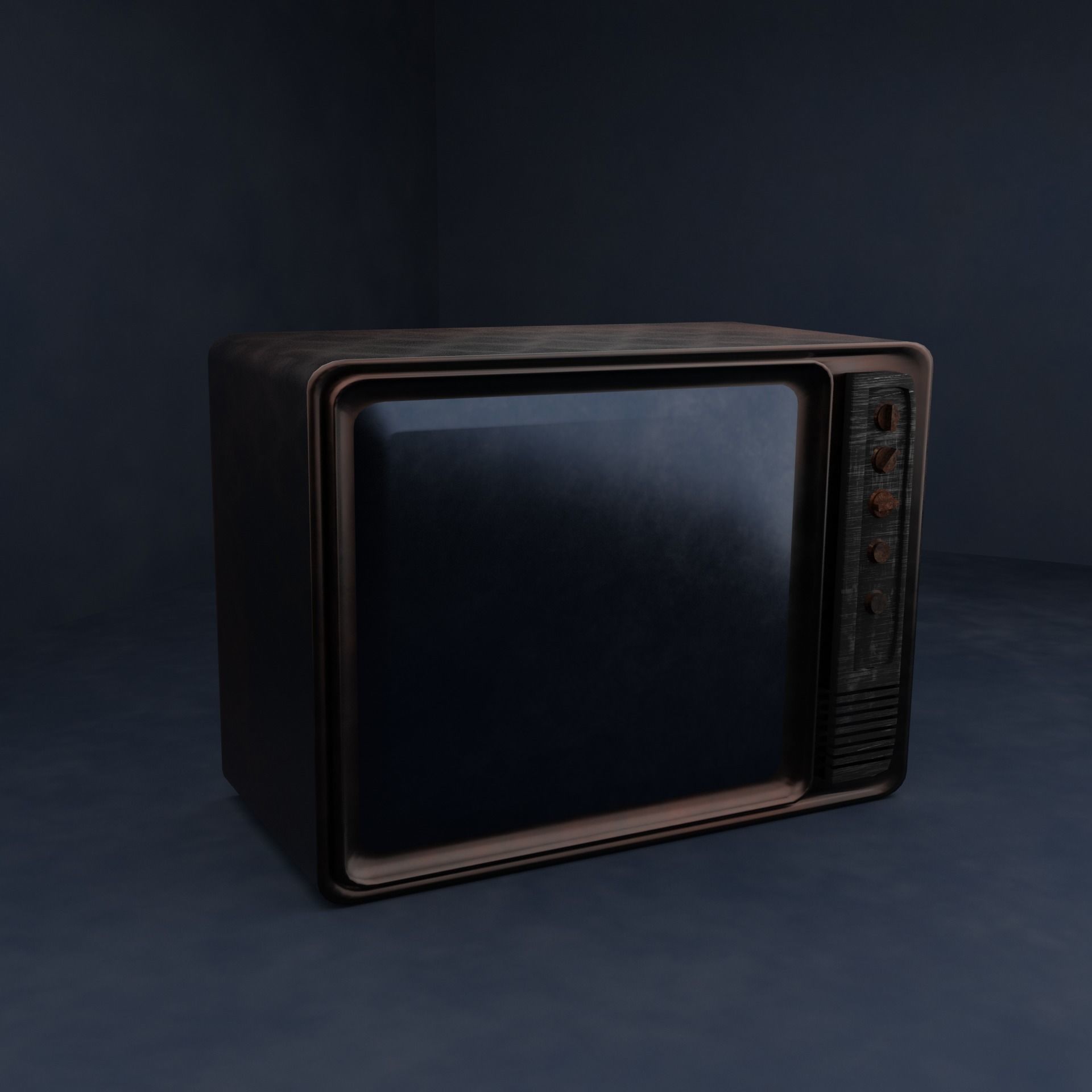 Old vintage TV television Free low-poly 3D model_1
