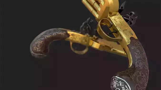 Duckfoot Pistol Antique - Game Ready 3D Low Poly Asset