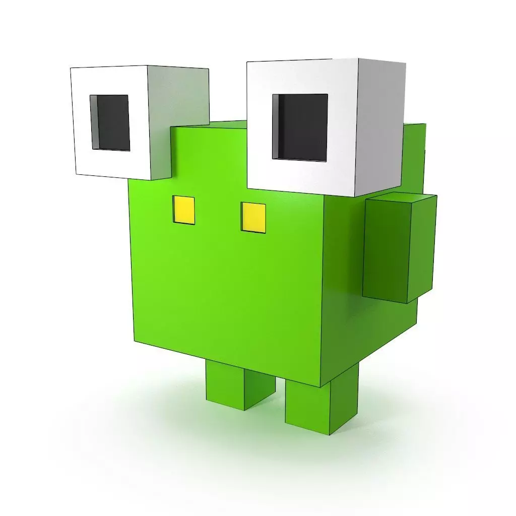 Voxel frog Low-poly 3D model_0
