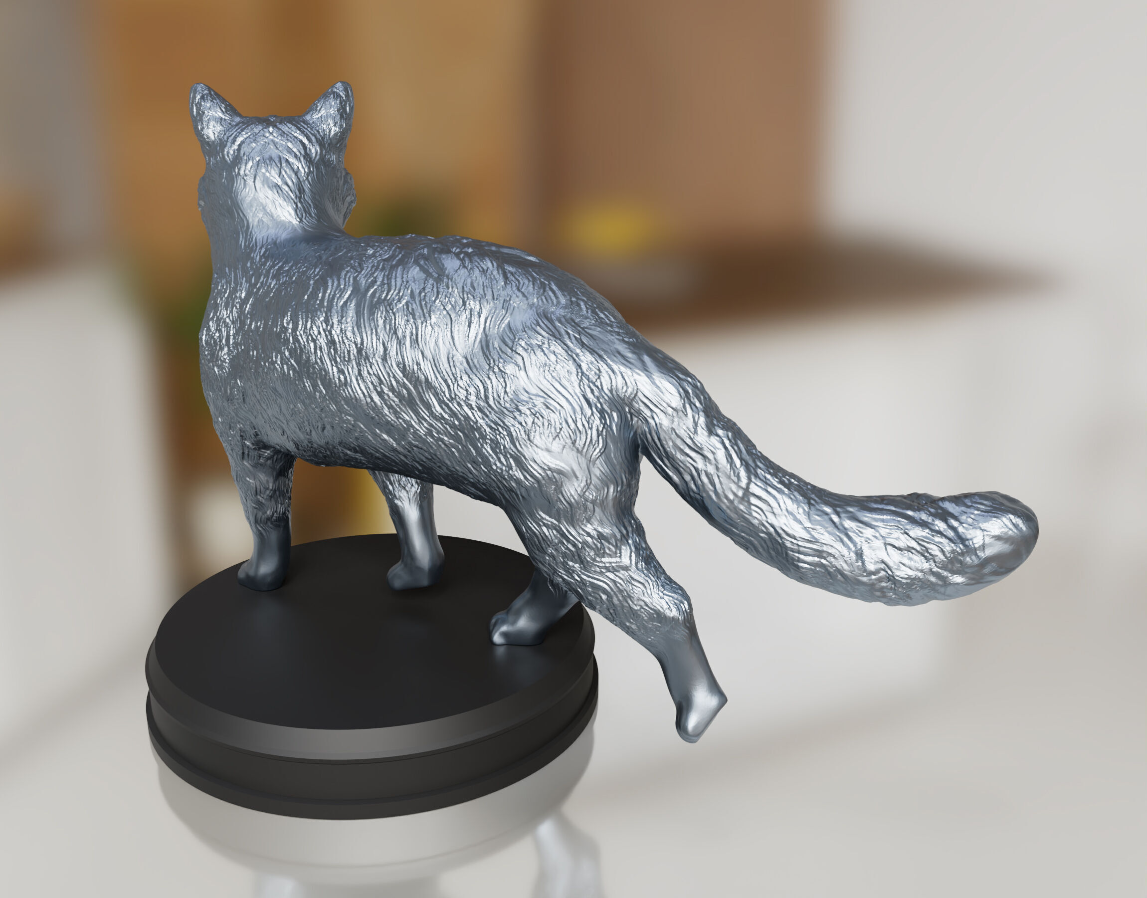 Silver Furry Cat 3D print model_4