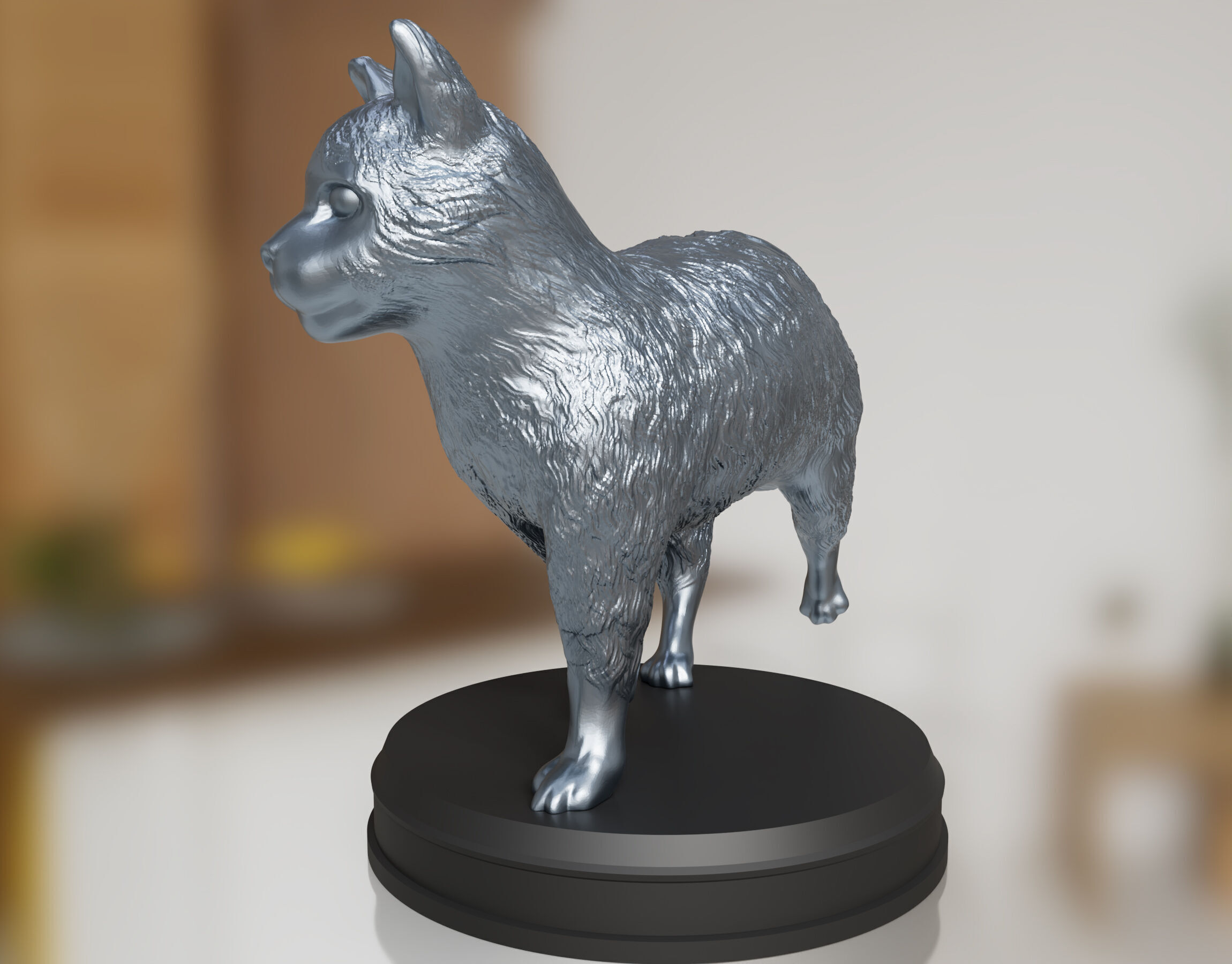 Silver Furry Cat 3D print model_5