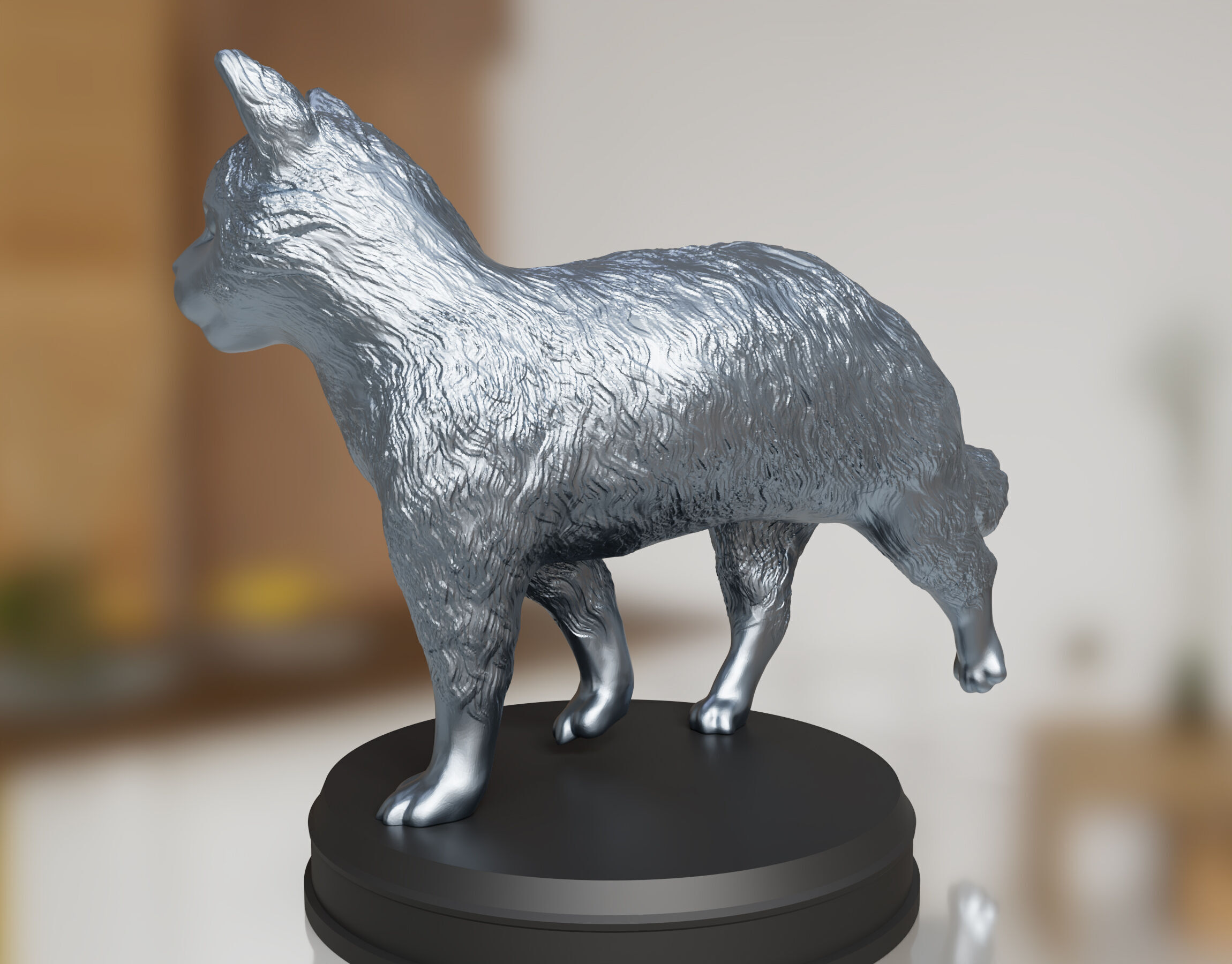 Silver Furry Cat 3D print model_6
