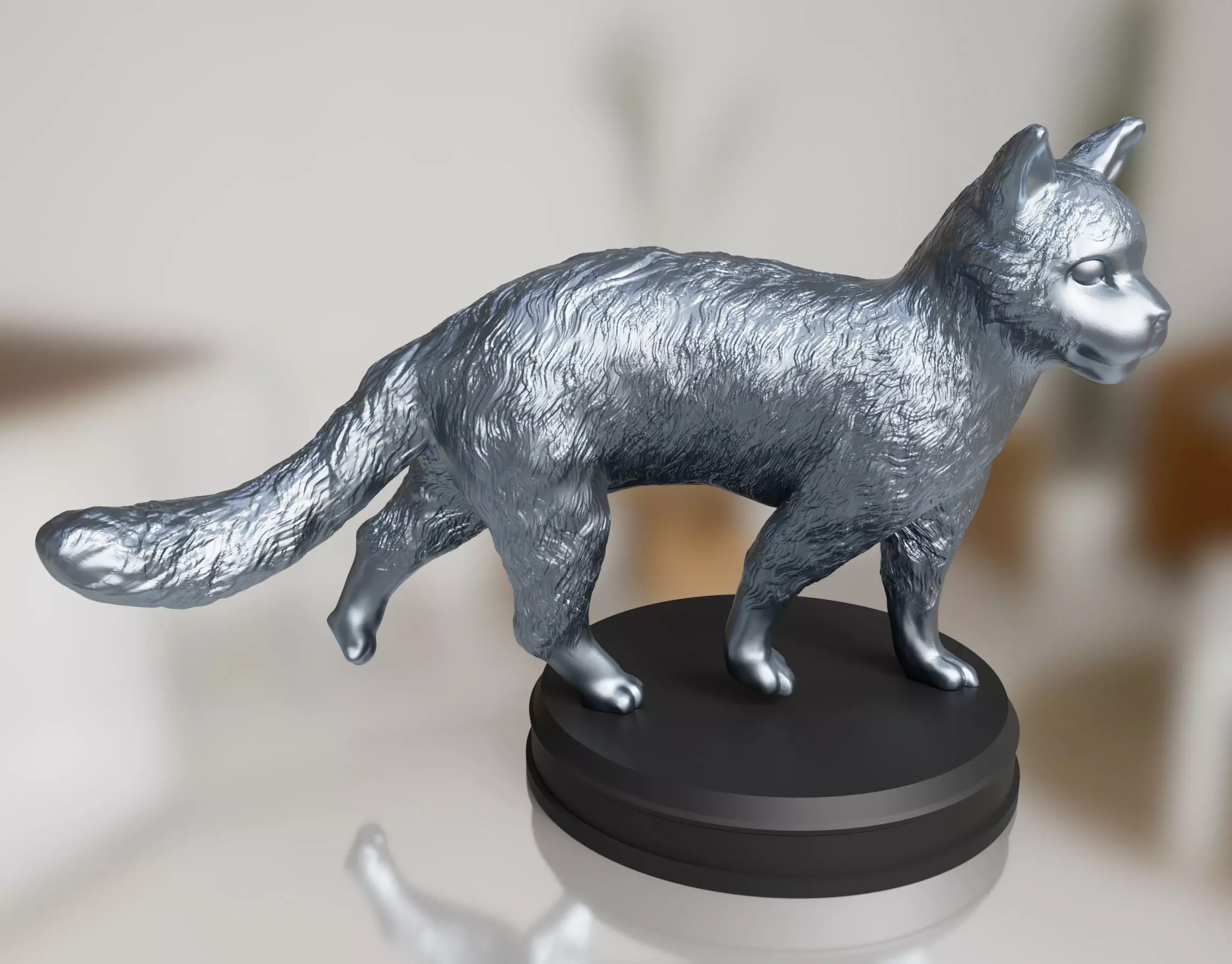 Silver Furry Cat 3D print model_0