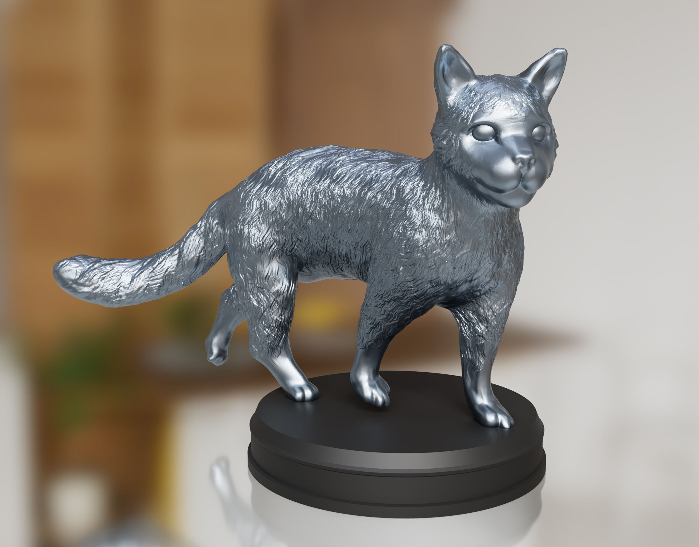 Silver Furry Cat 3D print model_2
