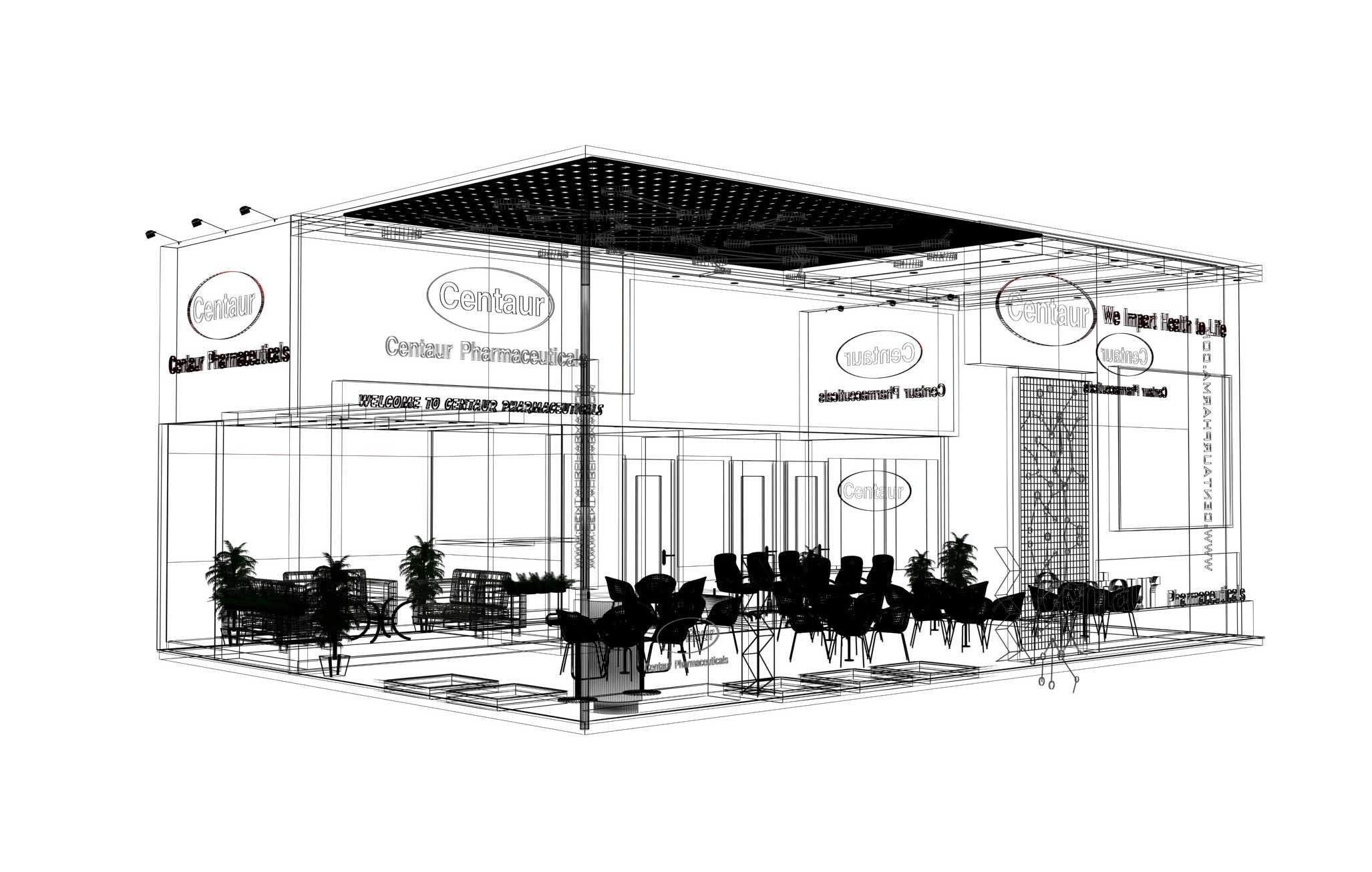 Exhibition Stall size 11 x 8Mtr Three Side Open 3D model  3D model_4