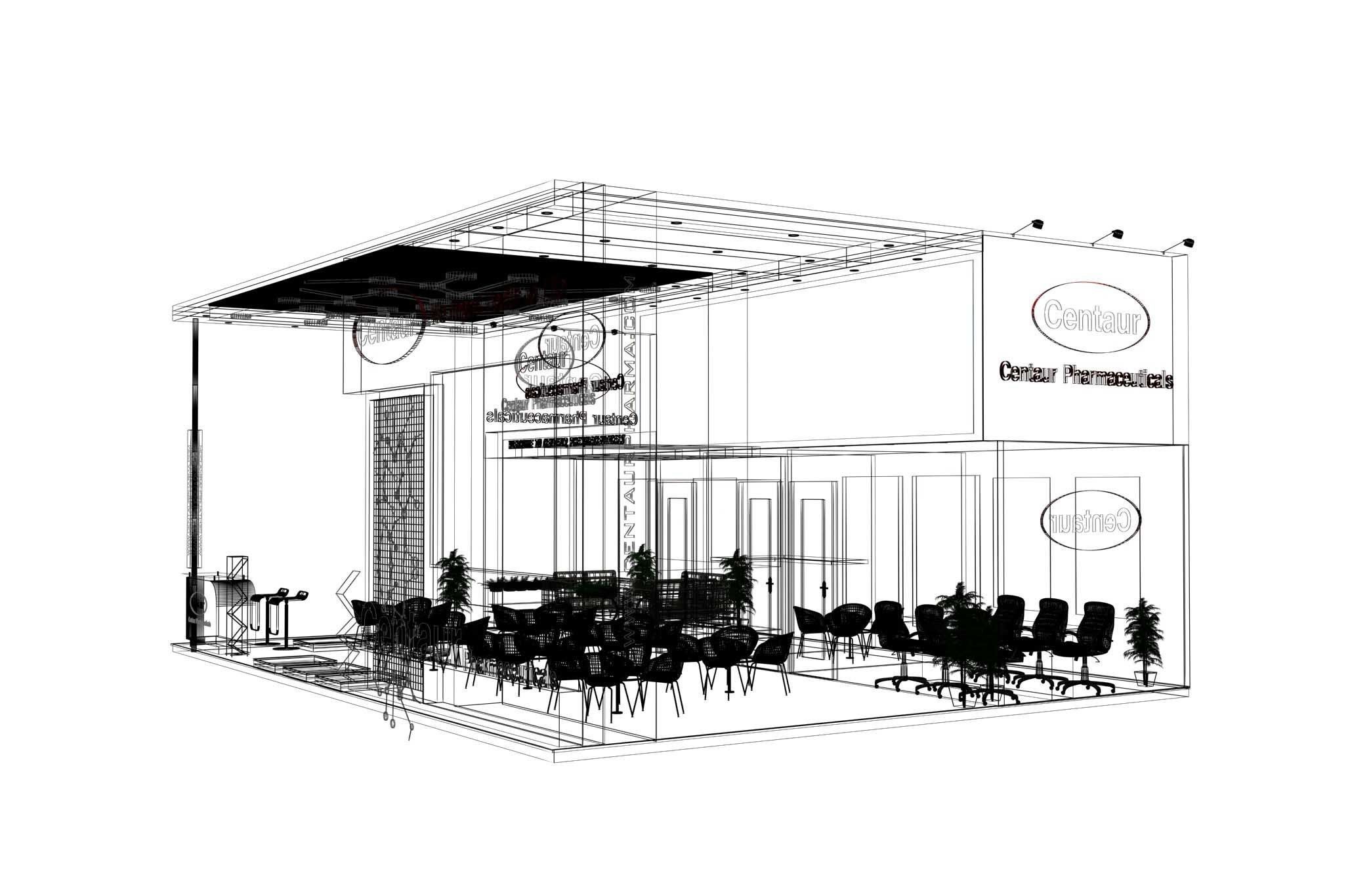 Exhibition Stall size 11 x 8Mtr Three Side Open 3D model  3D model_5
