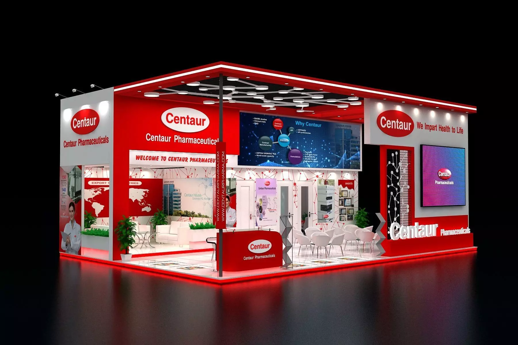 Exhibition Stall size 11 x 8Mtr Three Side Open 3D model  3D model_0
