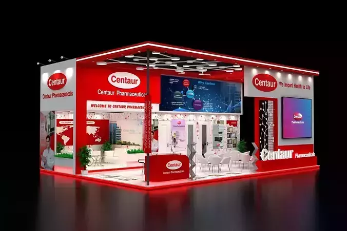 Exhibition Stall size 11 x 8Mtr Three Side Open 3D model 