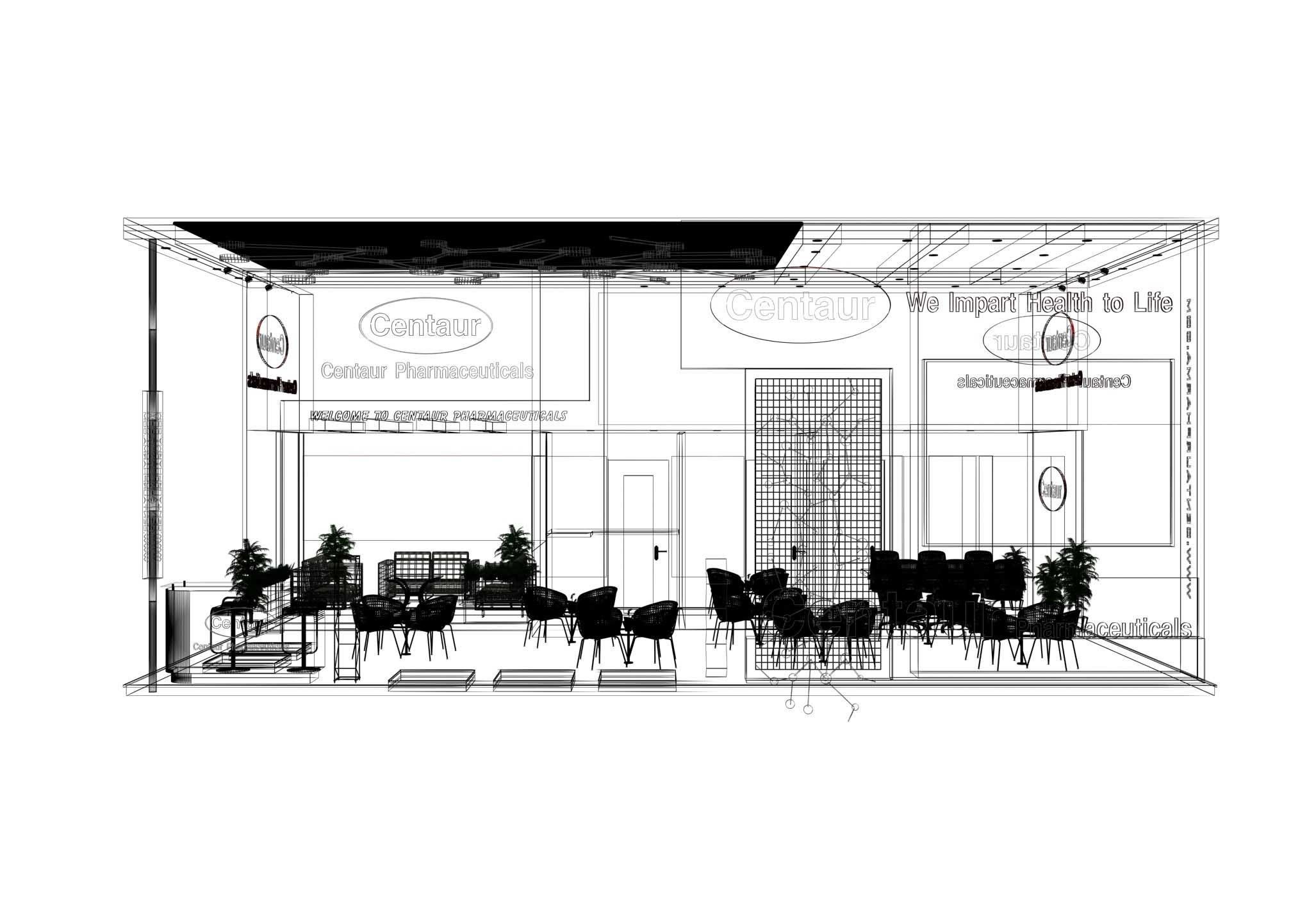 Exhibition Stall size 11 x 8Mtr Three Side Open 3D model  3D model_6