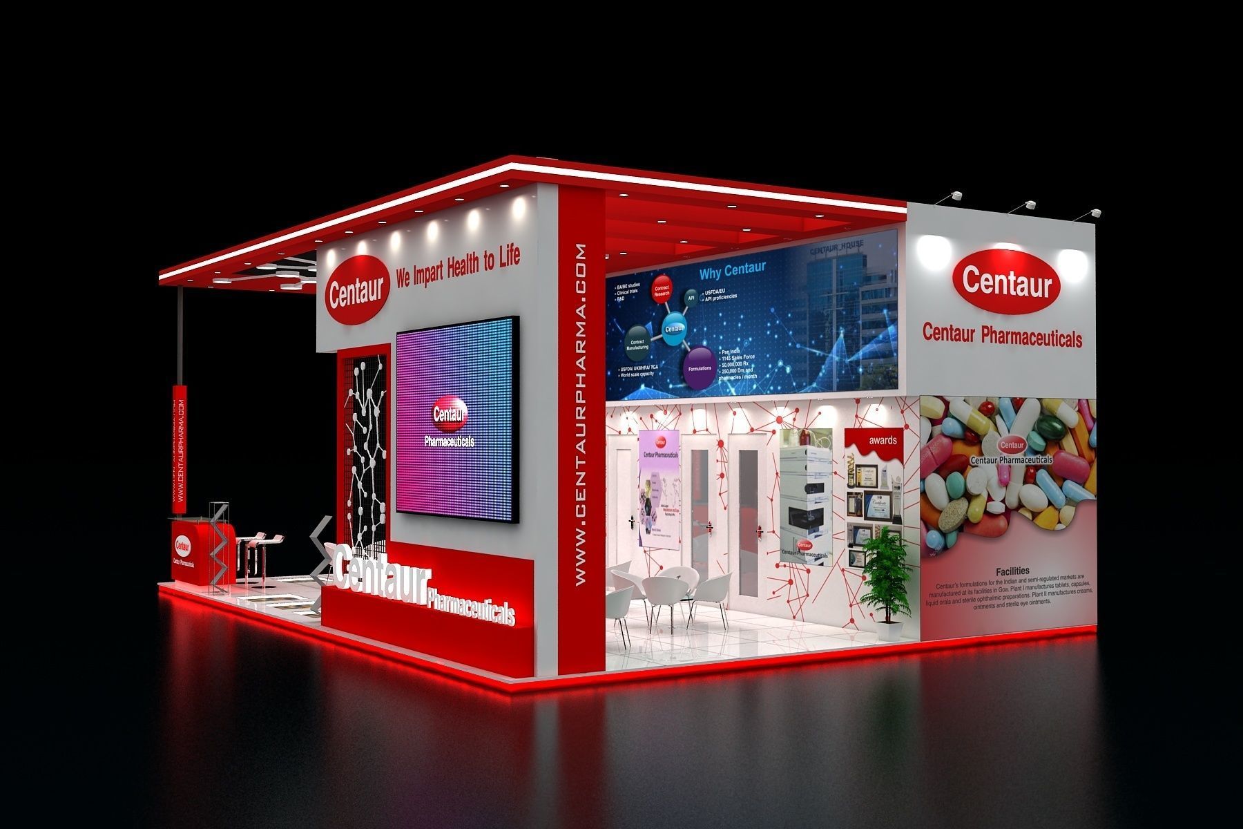 Exhibition Stall size 11 x 8Mtr Three Side Open 3D model  3D model_3