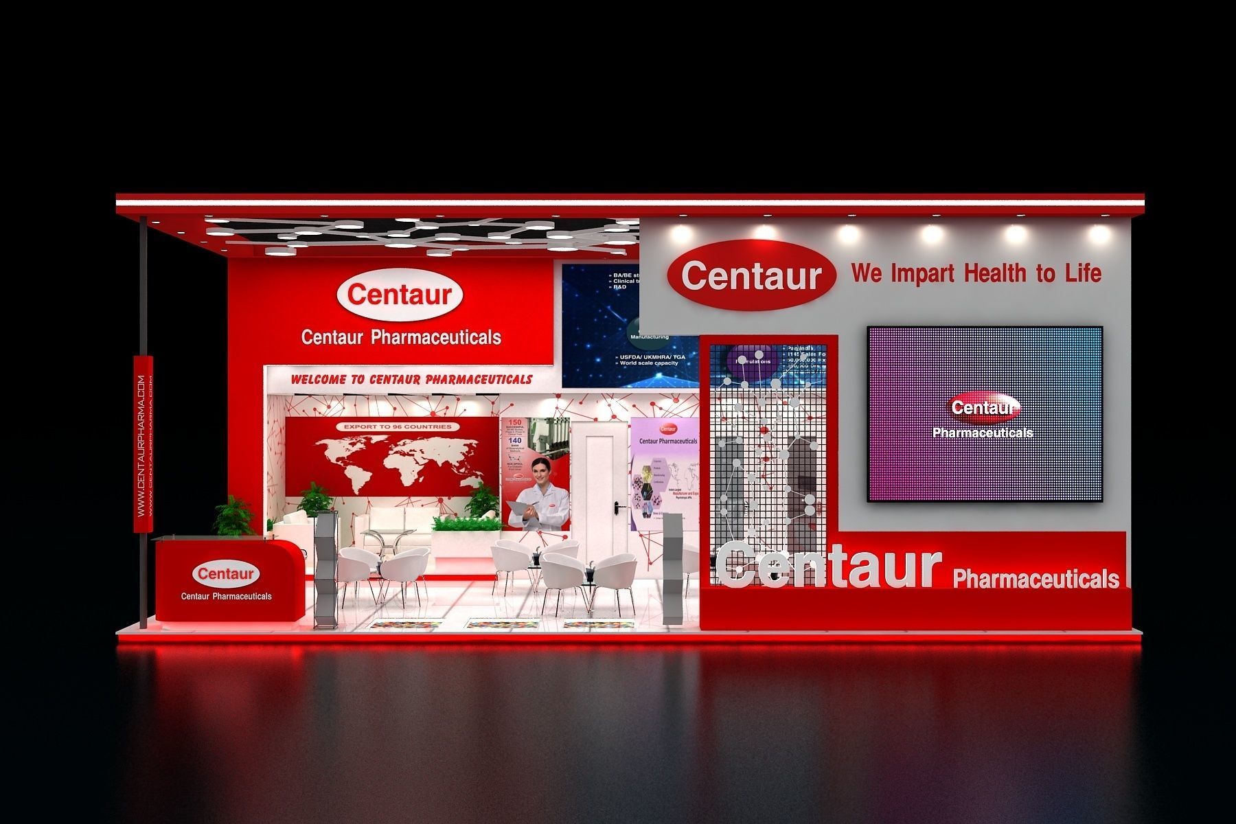 Exhibition Stall size 11 x 8Mtr Three Side Open 3D model  3D model_1