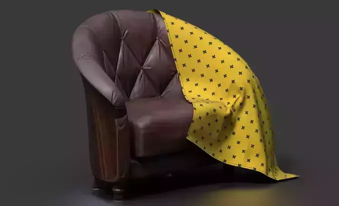 Leather Sofa 3D - Low Poly Game Ready Asset Low-poly 3D model