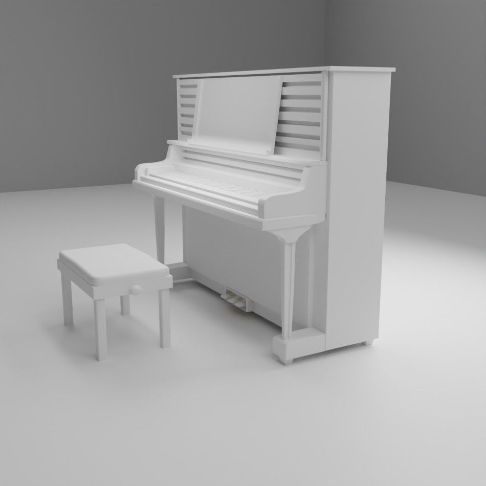 piano and stool Low-poly 3D model_2