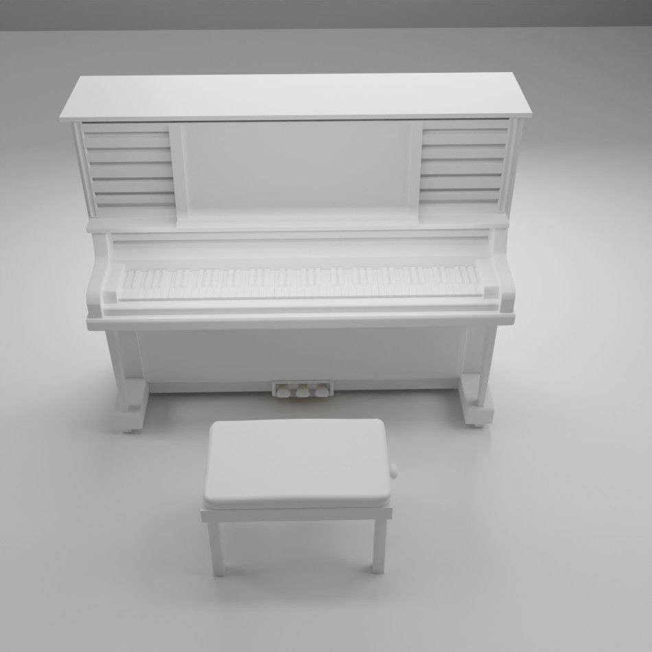 piano and stool Low-poly 3D model_3