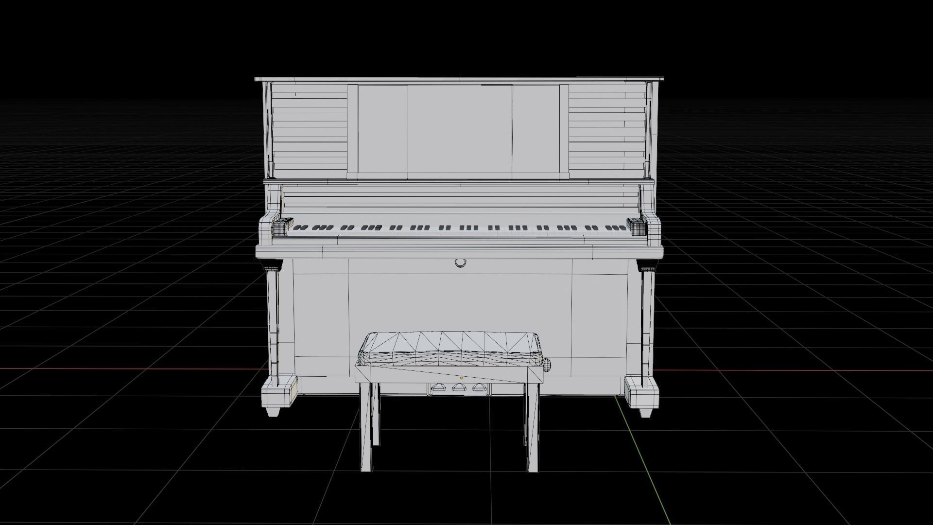 piano and stool Low-poly 3D model_10