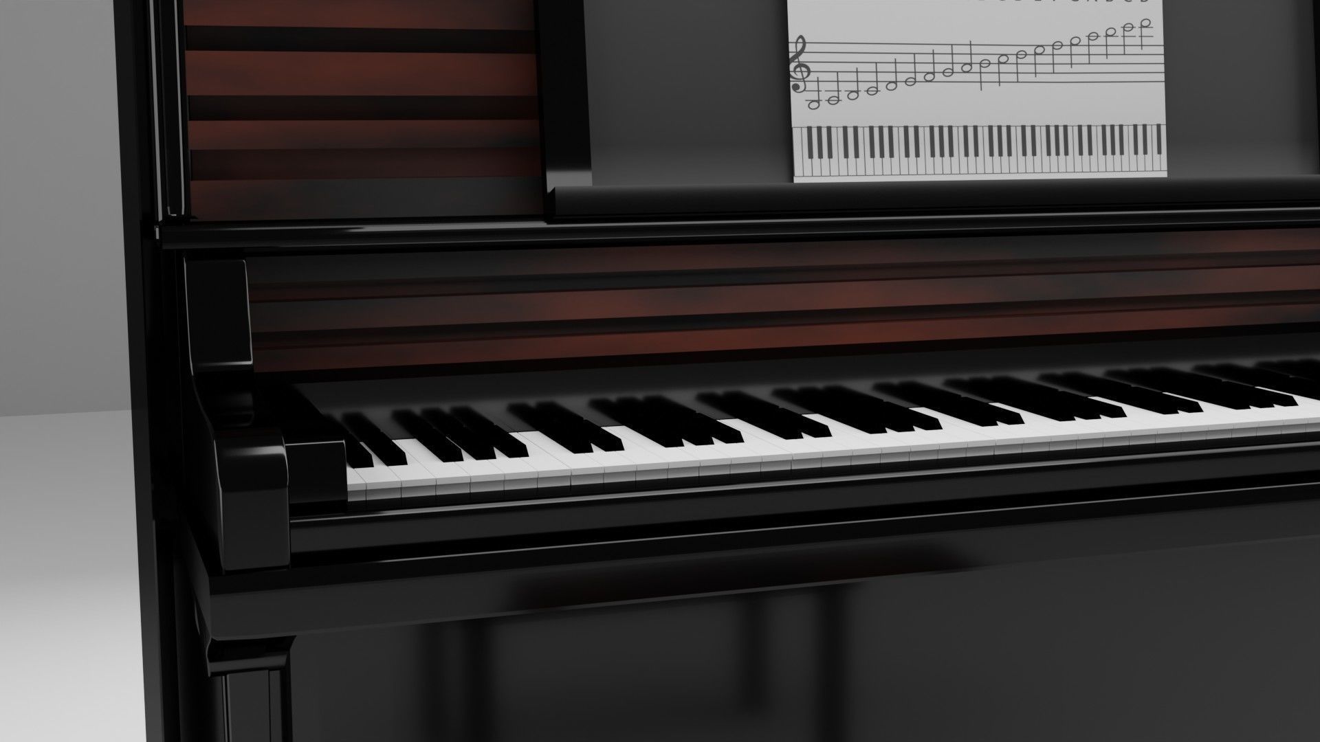 piano and stool Low-poly 3D model_8