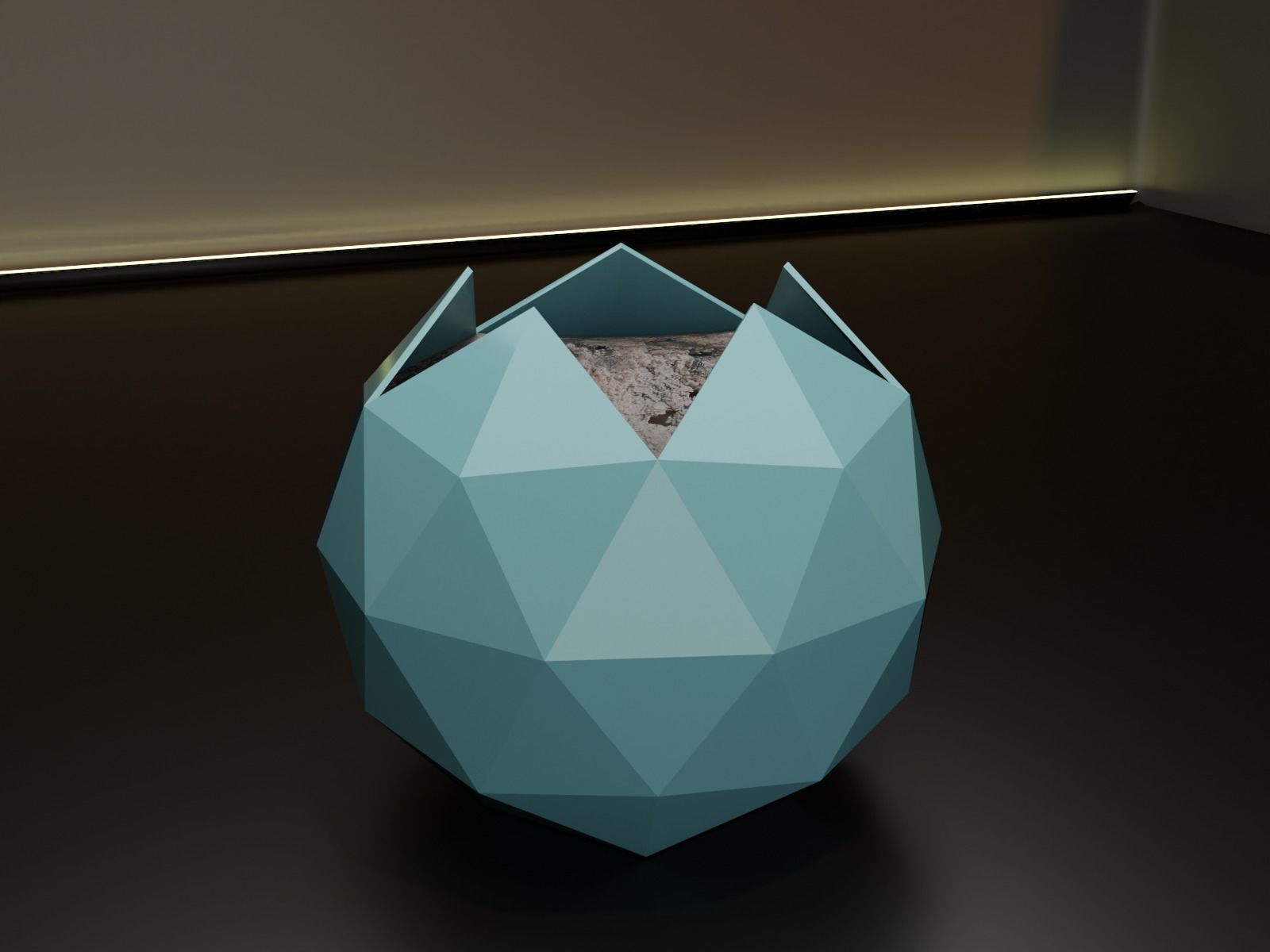 Icosphere pot flower planter 3D print model_5