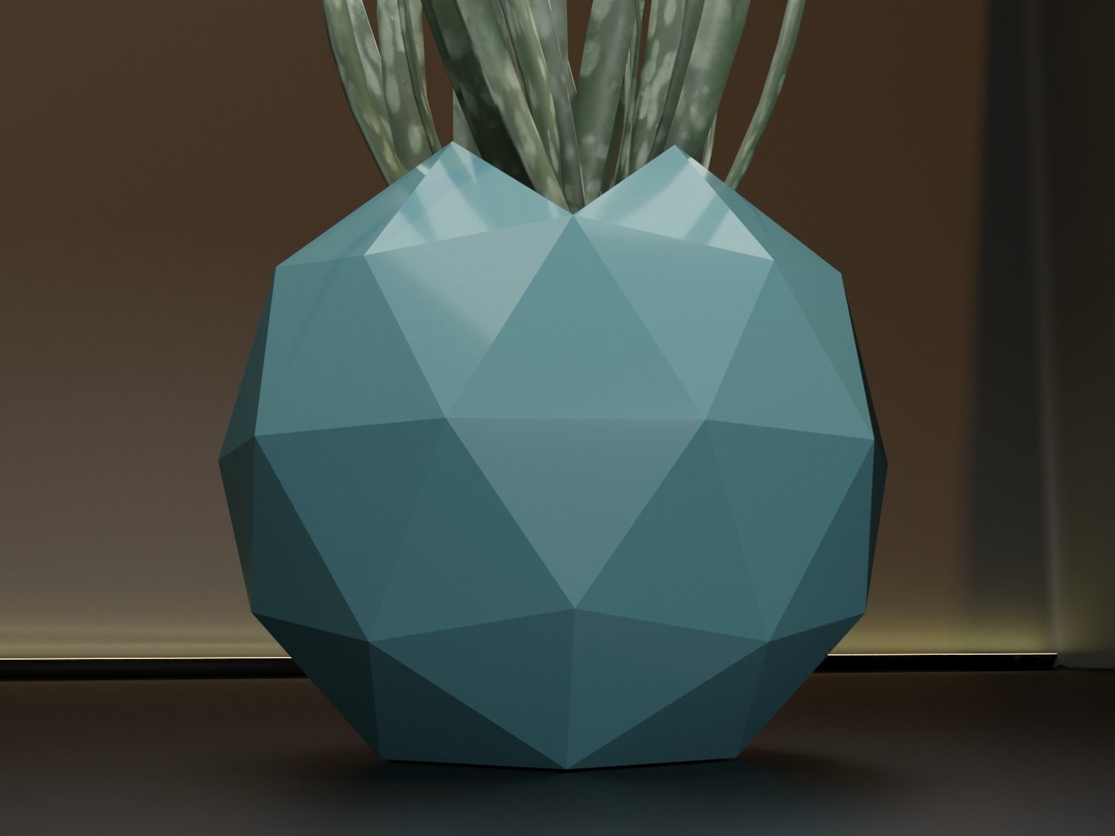 Icosphere pot flower planter 3D print model_3