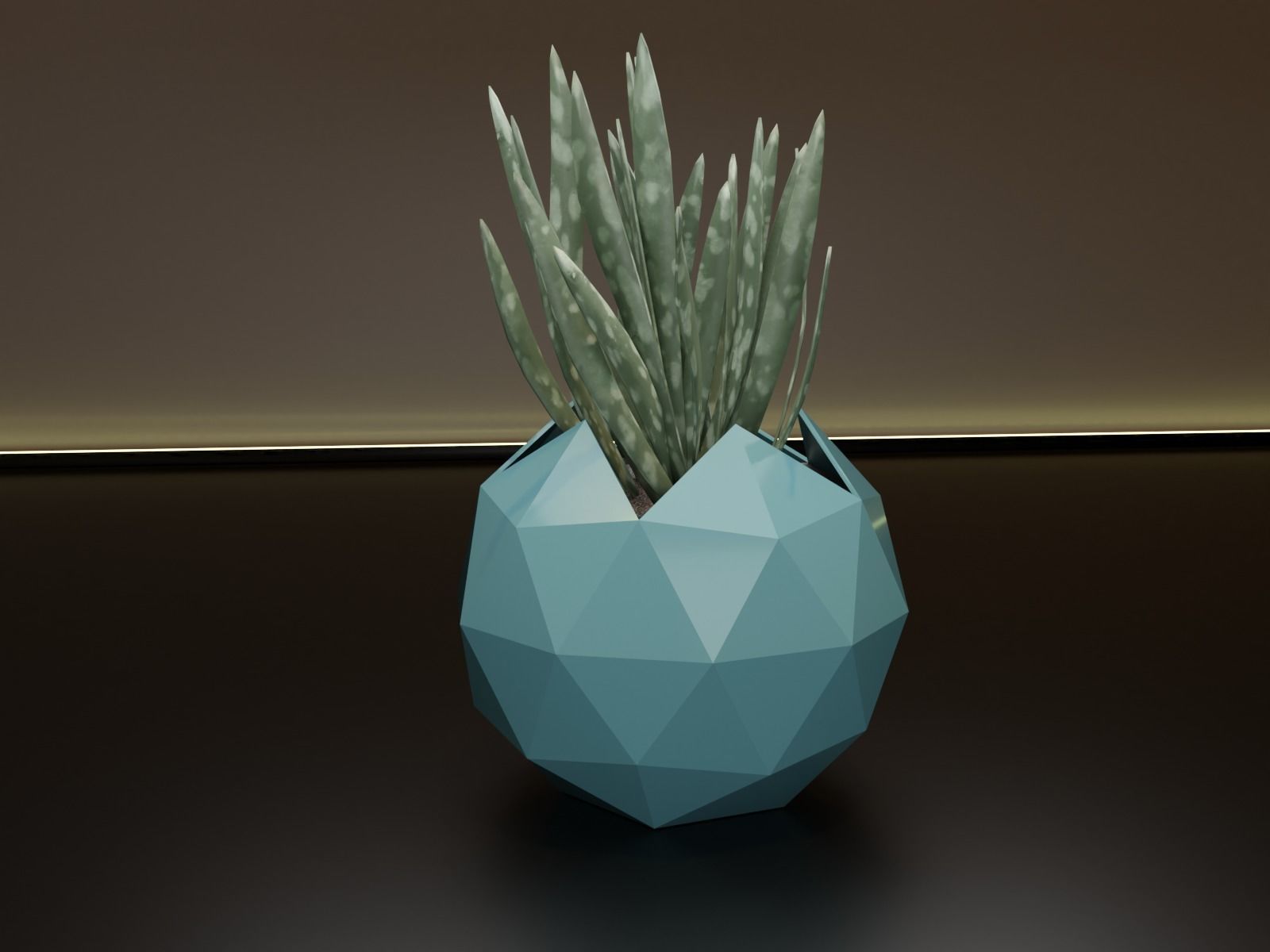 Icosphere pot flower planter 3D print model_2