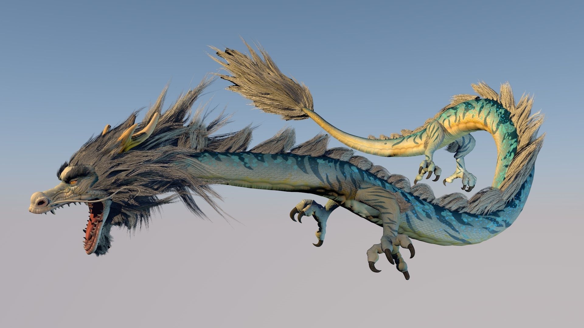 Chinese dragon Low-poly 3D model_3