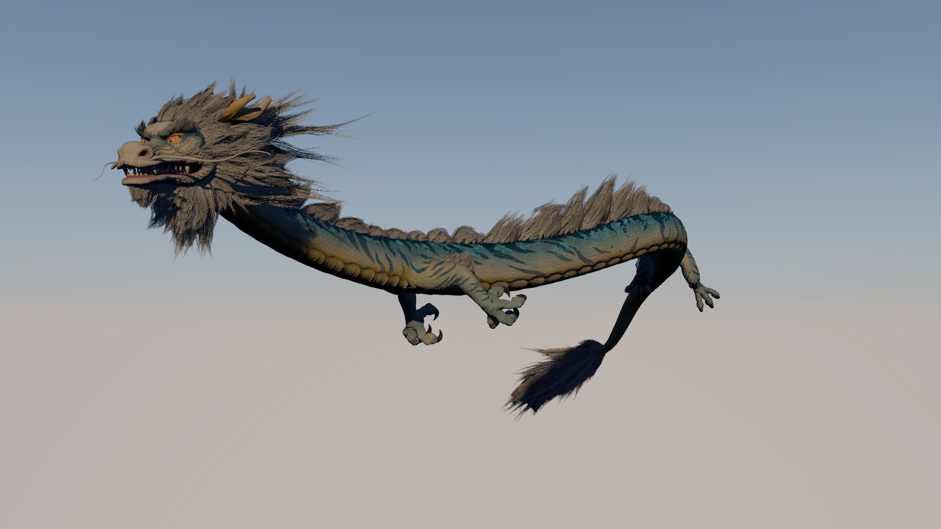 Chinese dragon Low-poly 3D model_4